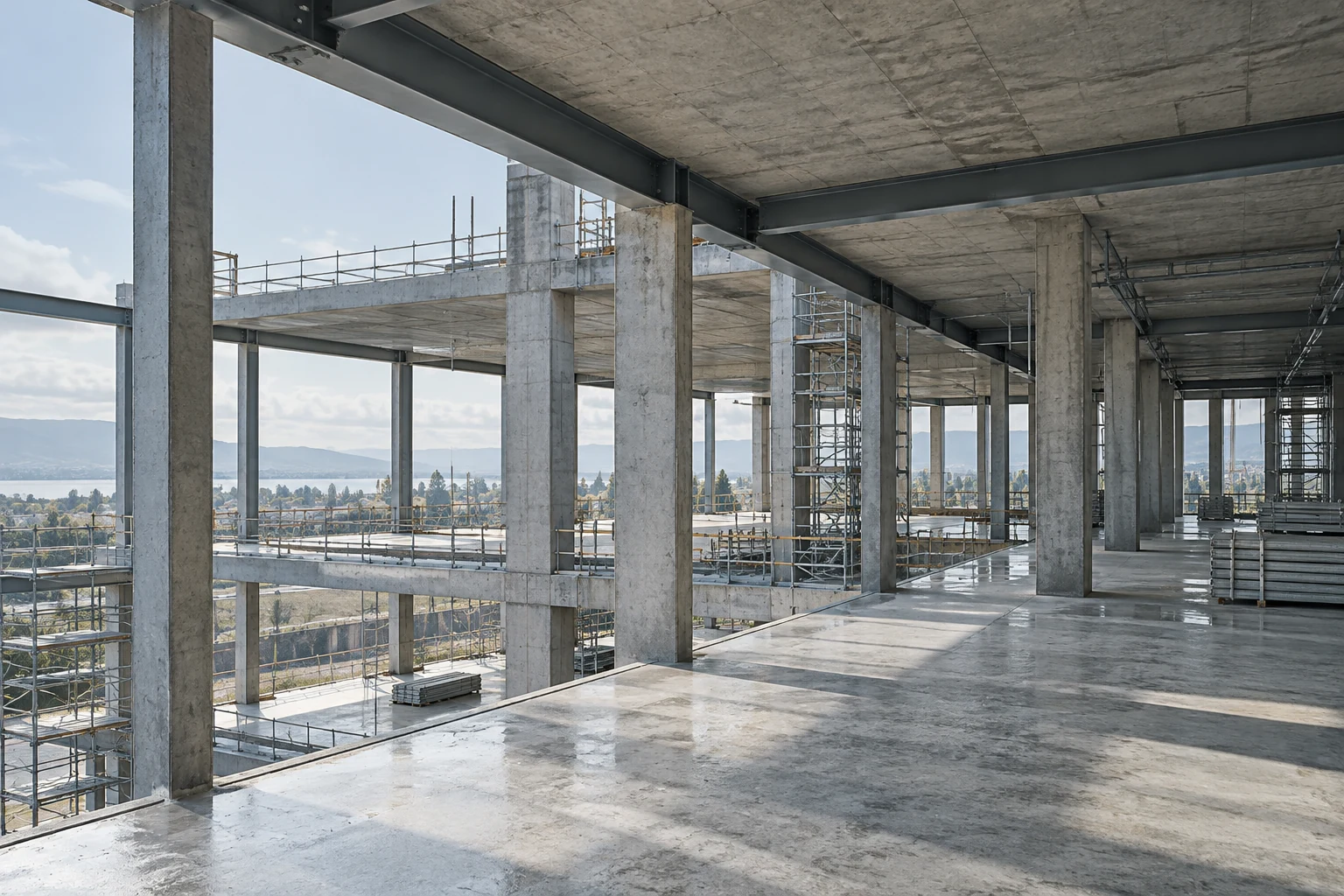 Estrutura de betão de um edifício em construção — imagem ilustrativa